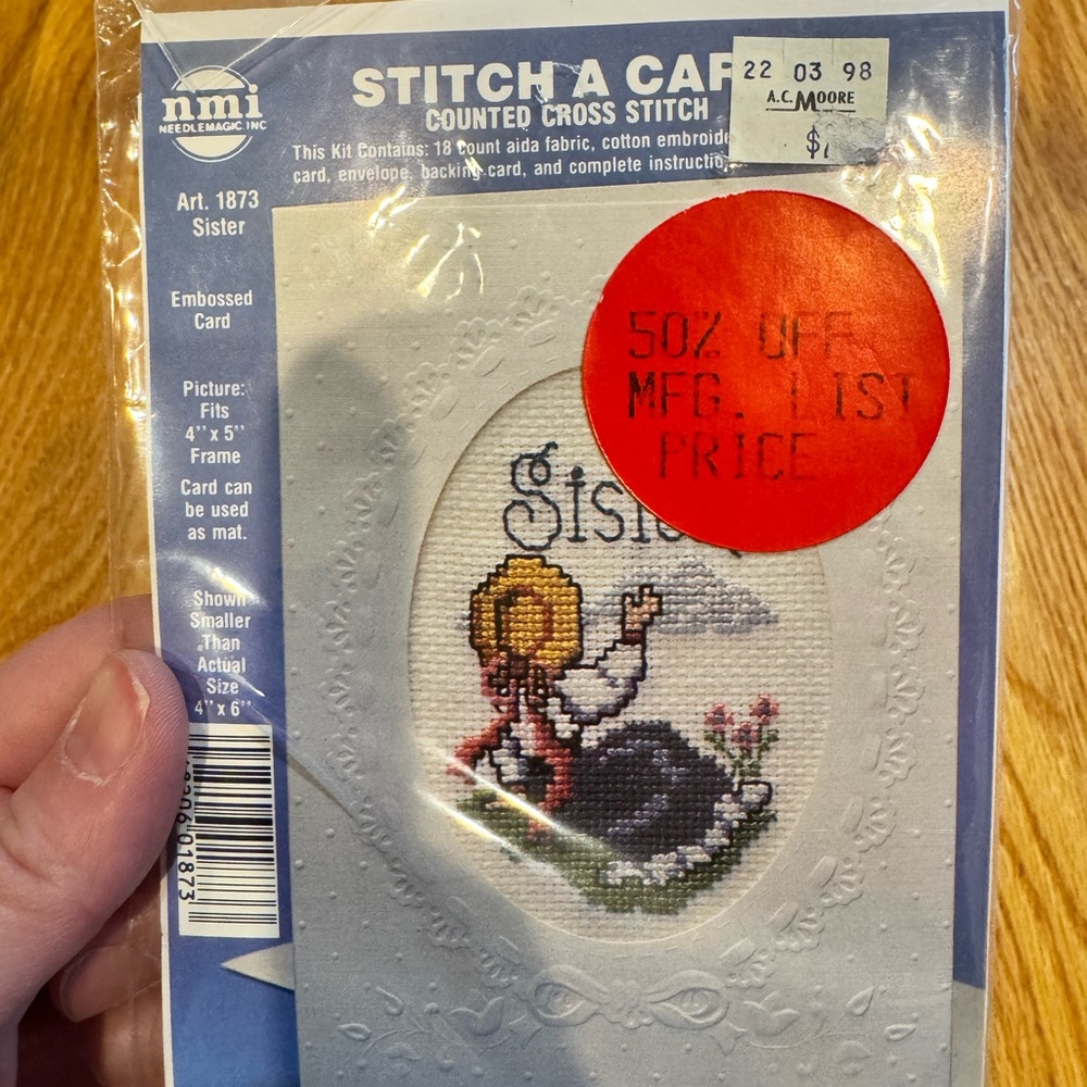 New Vintage Stitch A Card Counted Cross Stitch Kit with Sister Design